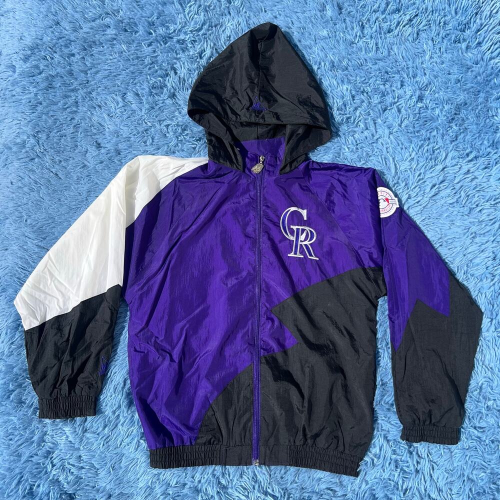 VINTAGE Colorado Rockies Windbreaker Size Large Youth Purple Mighty Mac 90s